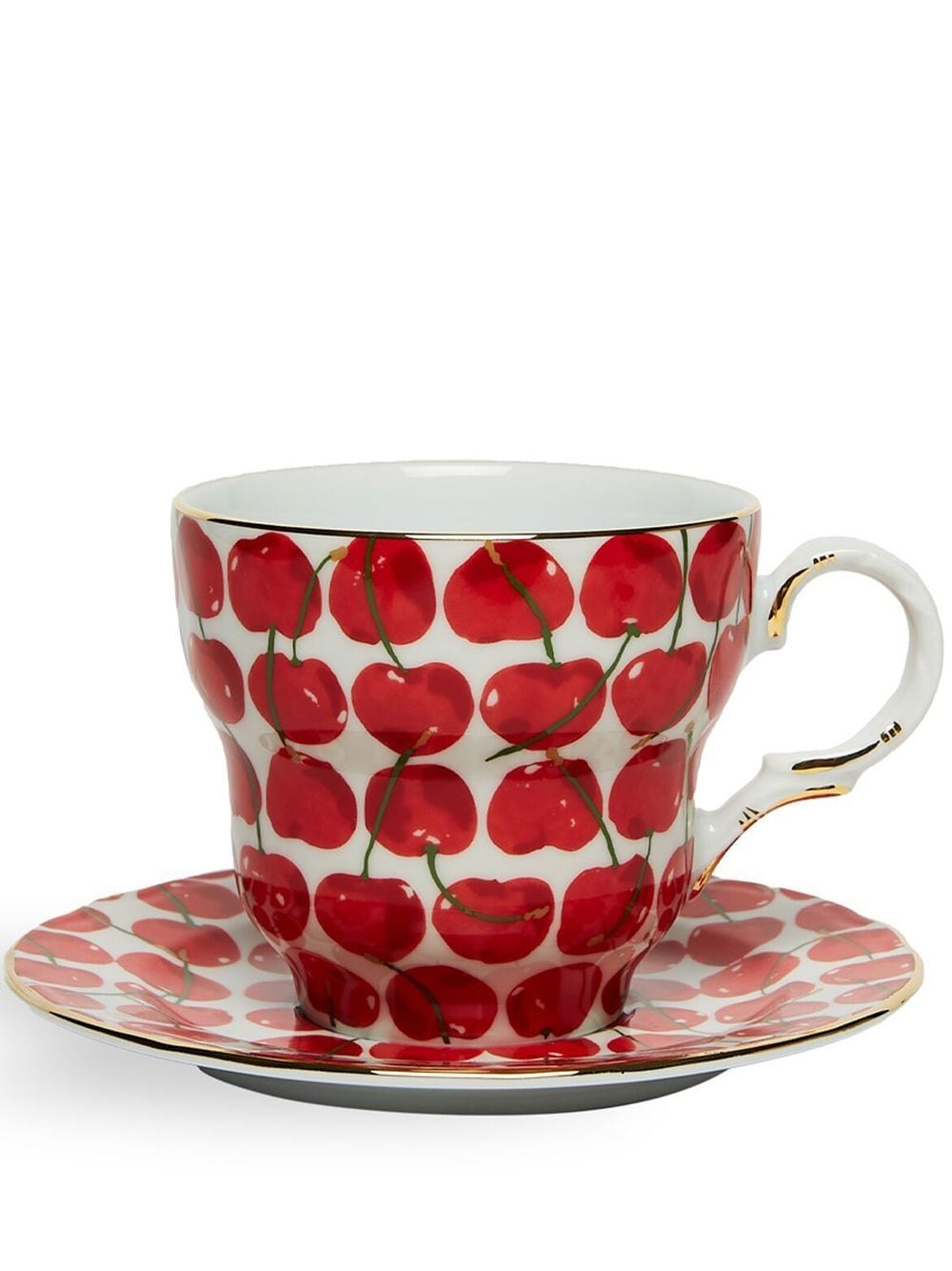 La Doublej Big Mama Cup And Saucer In Cherries Avorio