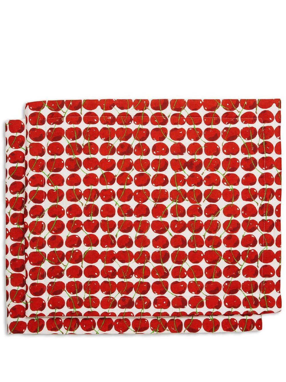 La Doublej Cherries Avorio-print Table Mats (set Of 2)