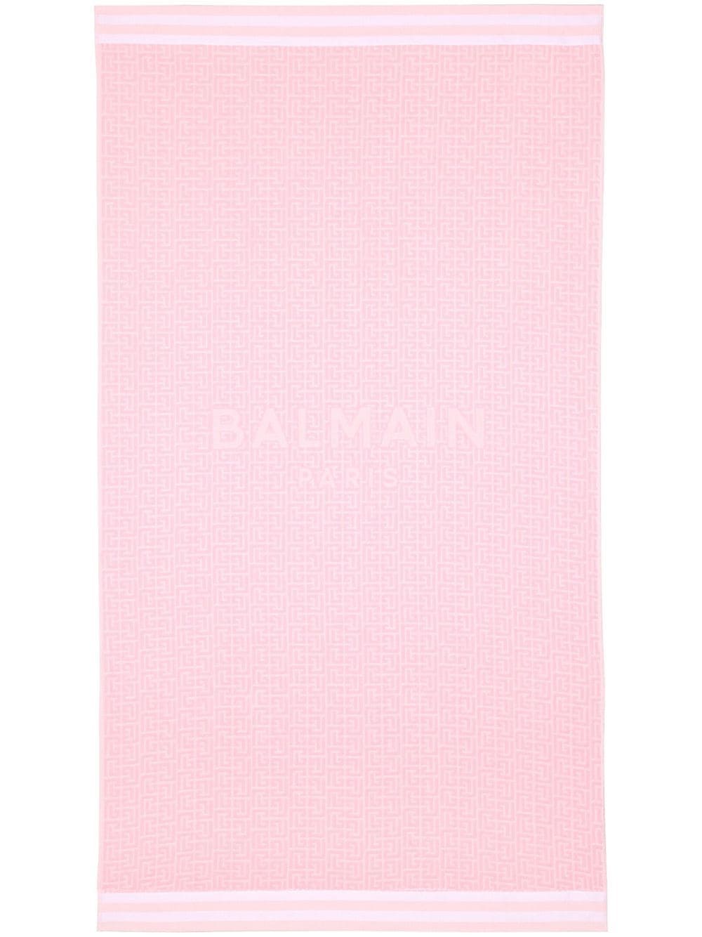 Balmain Badetuch Aus Monogramm-jacquard In Pink