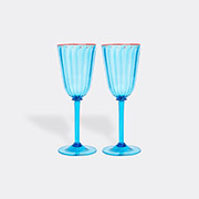 La Doublej Rainbow Murano Wine Glasses (set Of 2) In Turquoise